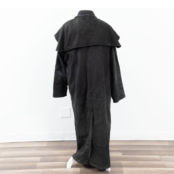 Lone Pine Black Leather Suede Coat Western Cowboy Duster Size M - Picture 3 of 10